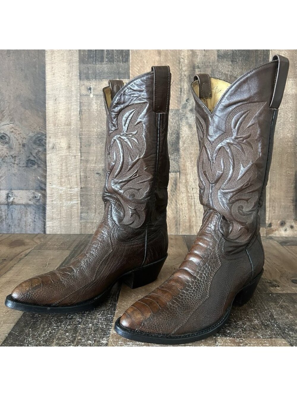 Custom Vintage Unbranded Ostrich Leg Western Cowboy Boots Mens 8 D